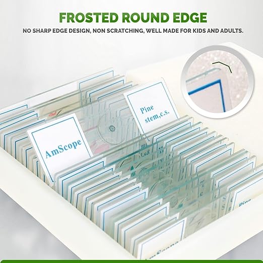 AmScope 25pc Prepared Glass Microscope Slides in Plastic Case with Plant, Fungus, Insect and Mammal Specimens-CubbioJoy