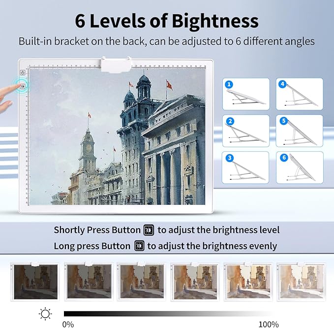 A3 Light Pad, Elice Tracing Light Box 3 Colors Mode Stepless and 6 Levels of Brightness Light Copy Pad, Wireless Rechargeable Led Light Board for Weeding Vinyl Diamond Painting Sketching (White)-CubbioJoy