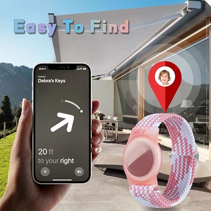 4 Pack Kids Bracelet Compatible with AirTag, GPS Kid Tracker Holder Braided Wristband for Apple Air Tag, Nylon Adjustable Anti Lost Airtag Watch Band for Kids Children Elders (Mixed Color)-CubbioJoy