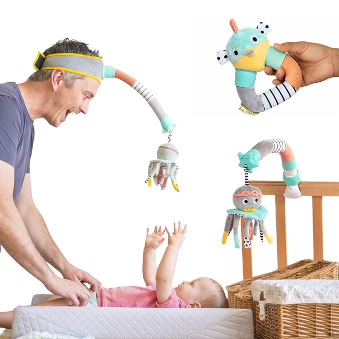 DINGLE DANGLE - Baby Gift Set - 3 in 1 Diaper Changing Helper Headband, Baby Mobile, & Sensory Rattle; Newborn Essentials Must Haves - Great Baby Registry or Shower Gift - Featured on Shark Tank-CubbioJoy
