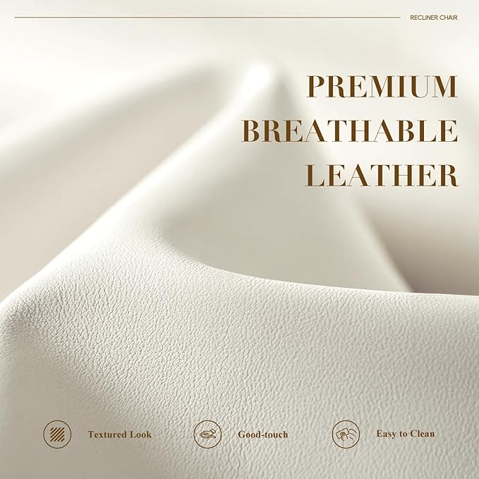 COLAMY Faux Leather Swivel Recliner Chair with Footrest, High Back with Double-Layer Cushion, Glider Recliner for Nursery & Living Room, Bedroom, Beige-CubbioJoy