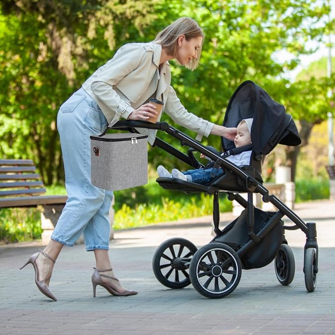 Accmor Breastmilk Cooler Bag with Ice Pack, Baby Bottle Cooler Bags, Insulated Bottle Cooler Tote Bags On The Go, Fits 6 Large 9oz Bottles, for Nursing Mom Daycare Travel, Grey-CubbioJoy