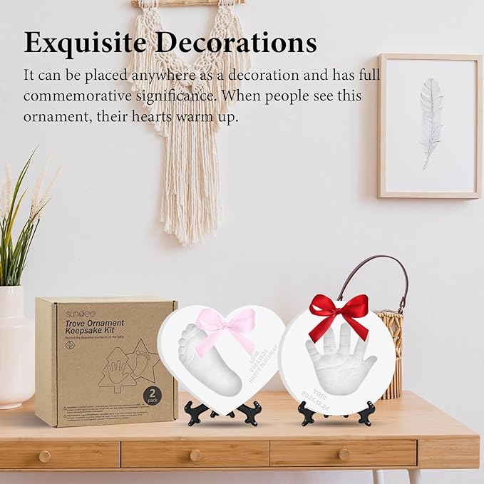 Baby Handprint Footprint Keepsake Ornament Kit, Personalized Baby Foot Printing Kit for Newborn Clay Impression Handmade DIY Imagination to Create-CubbioJoy