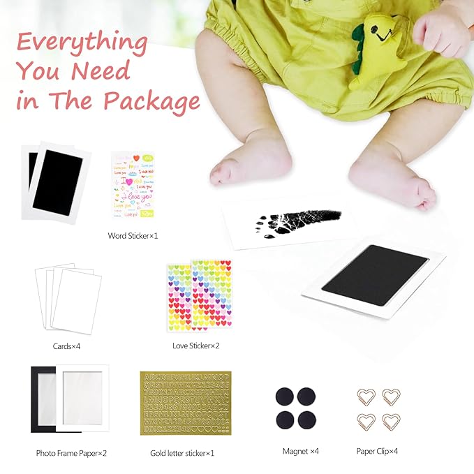 Inkless Baby Hand and Footprint Kit,Clean Touch Ink Pad for Baby Footprint Kit,No Mess Dog Paw Print Kit,DIY Footprint Ink for Baby Keepsake Gifts for Boys and Girls-CubbioJoy