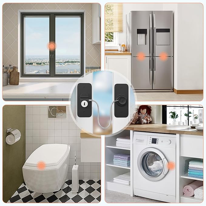 AOSITE Mini Fridge Locks for Kids No Drill Refrigerator Locks for Adults Cupboard Lock Child Safety Locks for Cabinets Drawer Locks Freezer Lock Baby Proofing (Black, 2)-CubbioJoy