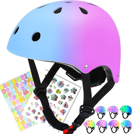 Color Gradient Adjustable Kids Bike Helmet Toddler Skateboard Helmets Boys Girls Child Ventilation Helmet for Multi-Sports Skating Cycling Scooter Balance-CubbioJoy
