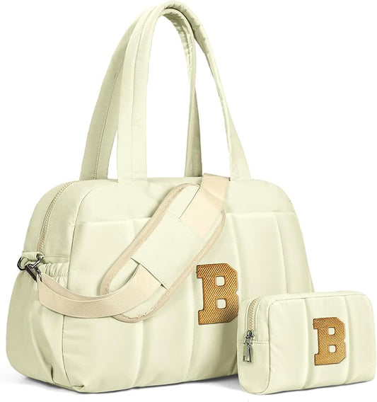 Duffle Bag for Travel Women, Travel Bags，Party Gifts-Initial Overnight Bag with Wet Pocket，Lightweight Weekender Bags Personalized Gym Tote with Makeup Pouch-CubbioJoy