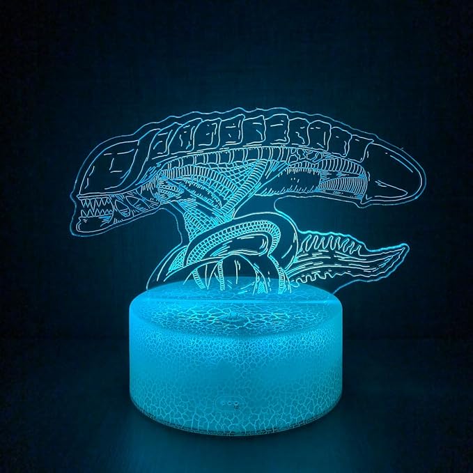 3D Alien Night Light, Monster Illusion Table Lamp with 16 Colors Remote Control Touch Lamp LED USB Night Light Desk Lamps Room Decorations Home Decor Holiday Birthday Light-CubbioJoy