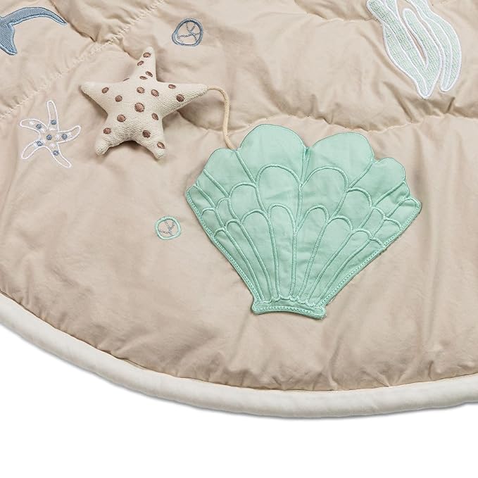 Crane Baby Activity Mat, Interactive Baby Play Mat for Boys and Girls, Sea Life, 36" x 36", Stimulating Baby Toys & Mirror, Infant Play Mat, Tummy Time Baby Floor Mat, Kids Play Mat, Tummy Time Mat-CubbioJoy