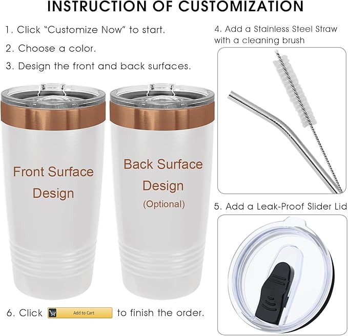 iProductsUS Personalized Gift For Women Mother's Day & Cruises - 20oz, Custom Tumbler w/Spill Proof Lid - Insulated Travel Coffee Mug - Stainless Steel Double Wall Coffee Tumbler, Cup (Rose Gold)-CubbioJoy