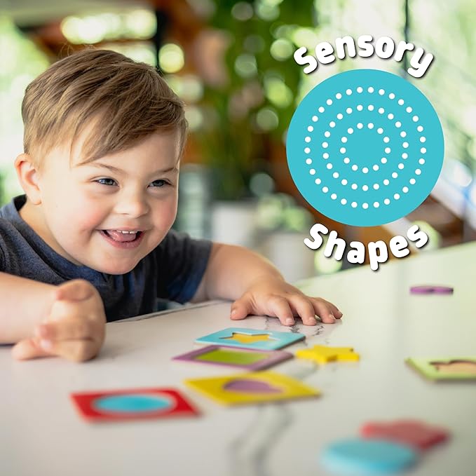 Chuckle & Roar - Matching+ Wooden Sensory Shapes - Logic Puzzles - Premium Wood Construction - Flat Board Puzzle Pieces for Ages 6 and up-CubbioJoy