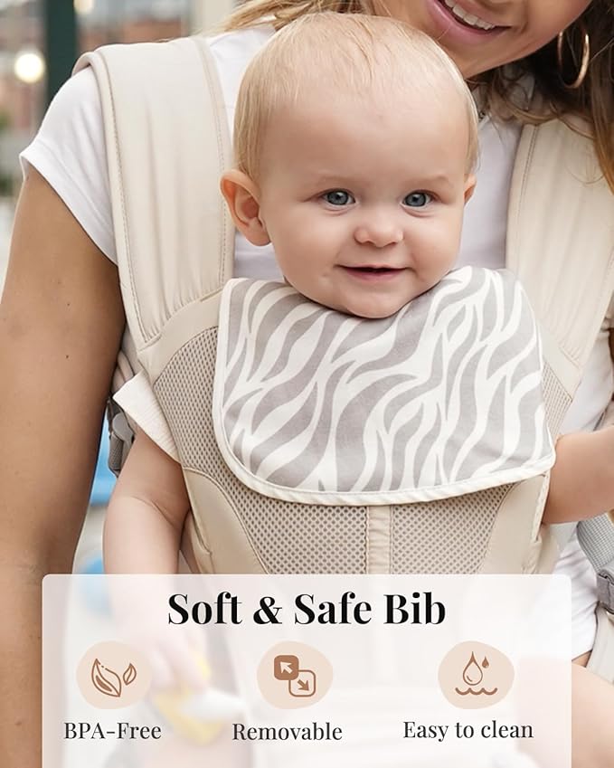 Baby Carrier Pro, MOMTORY Safety-Certified 6-in-1 Ultra Storage Baby Carrier Newborn to Toddler, Detachable Baby Holder Carrier with Hip Seat, Ergonomic Cozy Baby Body Carrier for 7-50lbs, Khaki-CubbioJoy