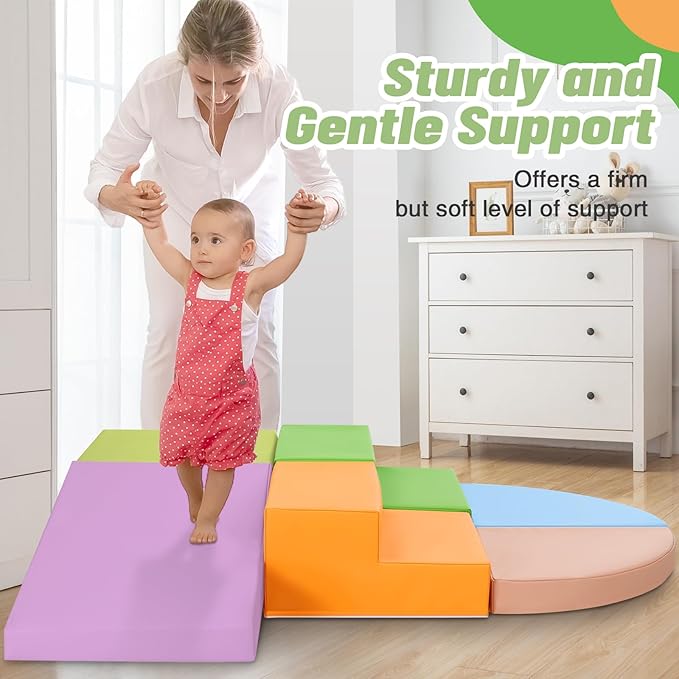 6-Piece Foam Climbing Blocks for Toddlers: Baby Foam Climbing Gym PU Leather Colorful Indoor Toy Building Blocks-CubbioJoy