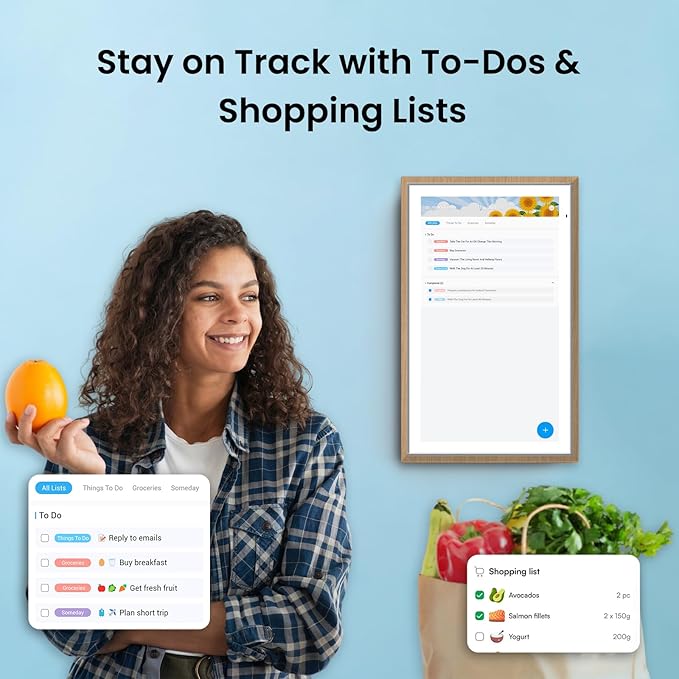 ApoloSign 15.6-inch Digital Calendar: Dual Mode Calendar with Google Play & Multi-calendar Sync, Electronic Planner & Chore Chart, Smart Touchscreen, Interactive Display for Family Schedules (Teak, 15.6")-CubbioJoy