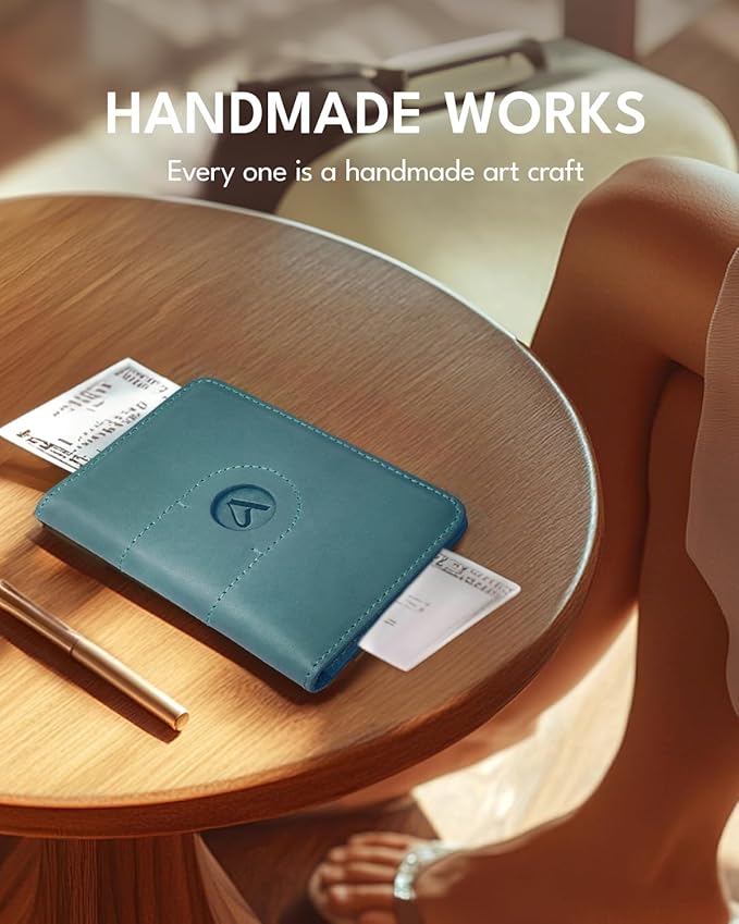 ALLIVE Genuine Leather Passport Holder with Airtag, Travel Must Haves Airport Essentials, Passport Cover Case Travel Gifts-CubbioJoy