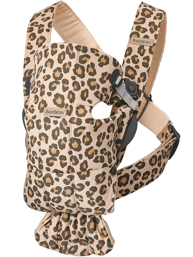 BabyBjörn Baby Carrier Mini, Cotton, Beige/Leopard | Newborn Carrier (7-25 lbs), Ergonomic, Easy-to-Use-CubbioJoy