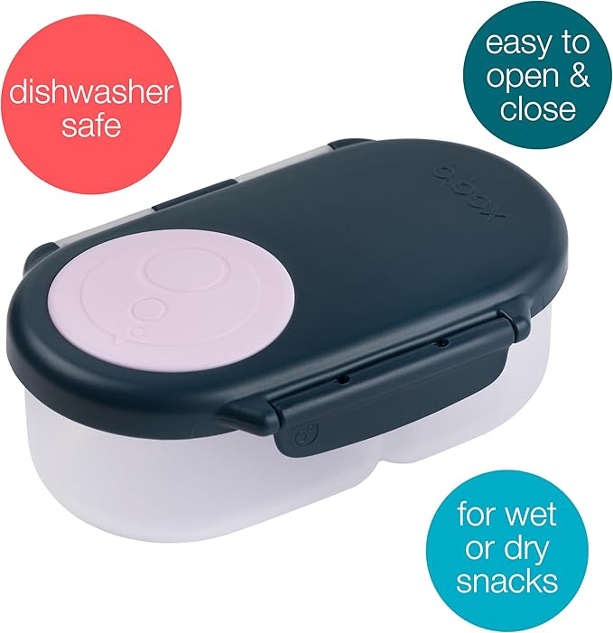 b.box Snack Box for Kids & Toddlers: 2 Compartment Snack Containers, Mini Bento Box, Lunch Box. Leak Proof, BPA free, Dishwasher safe. School Supplies. Ages 4 months+ (Indigo Rose, 12oz capacity)-CubbioJoy