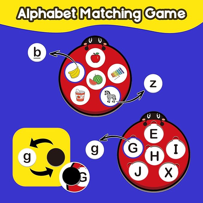 Alphabet Games Letter Learning Toys ABC Flash Cards for Toddler, Speech Therapy Alphabet Matching Game for Kids, Homeschool Supplies Kindergarten Preschool Classroom Must Haves-CubbioJoy