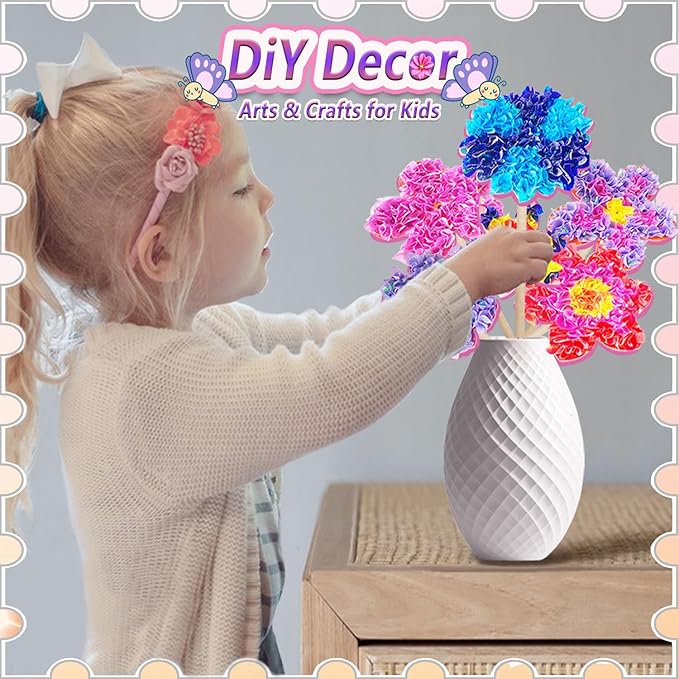 JRD&BS WINL Poke in Fun Art Kit for Kids Ages 3 up, Flower Bouquet Creative Decor Mess Free Art Set for Children Fun Activity Gifts for Boy and Girls 4-8 Year Old DIY Fabric Craft (Flower Bouquet)-CubbioJoy