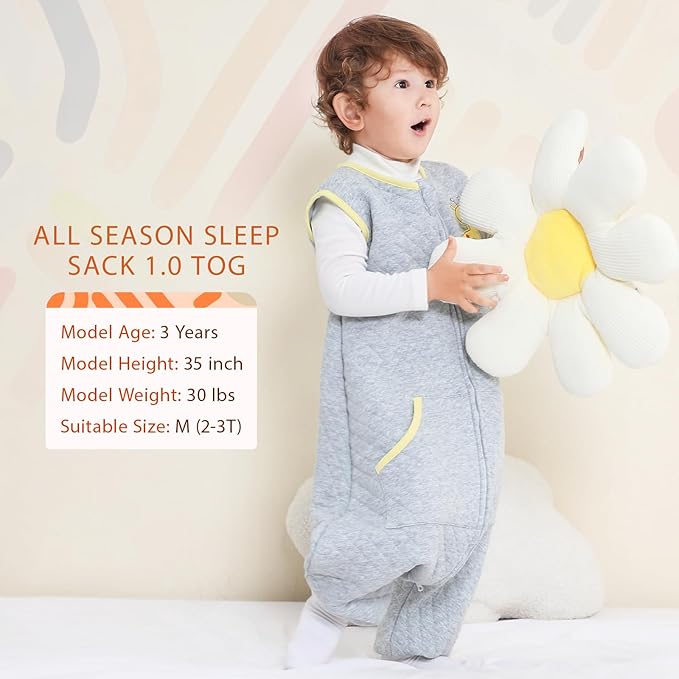 Baby Toddler Sleep Sack with Feet 2.5 TOG Winter, Wearable Blanket with Legs, Toddler Sleeping Sack Long Sleeve (Giraffe, 12-24 Month)-CubbioJoy