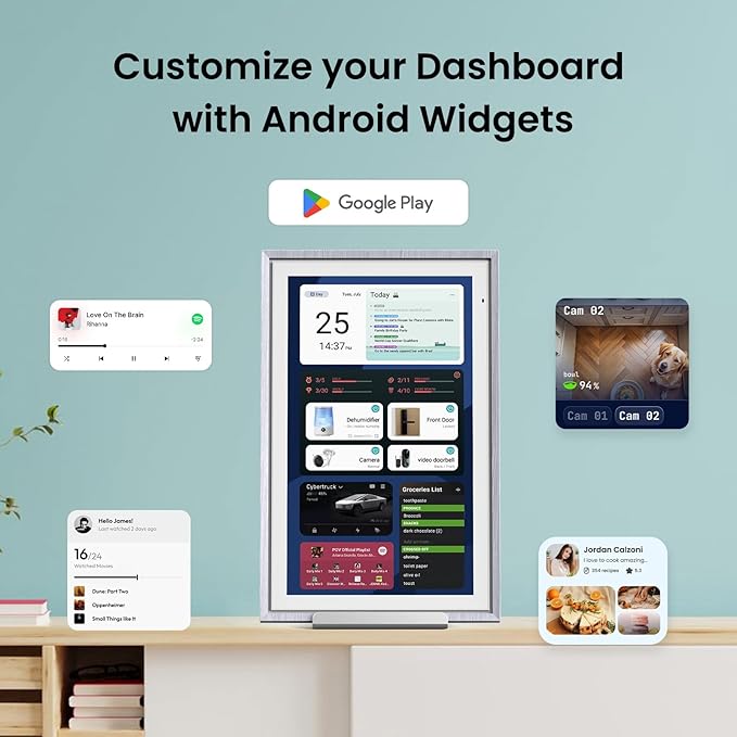 ApoloSign 15.6-inch Digital Calendar: Dual Mode Calendar with Google Play & Multi-calendar Sync, Electronic Planner & Chore Chart, Smart Touchscreen, Interactive Display for Family Schedules (Gray Wood, 15.6")-CubbioJoy