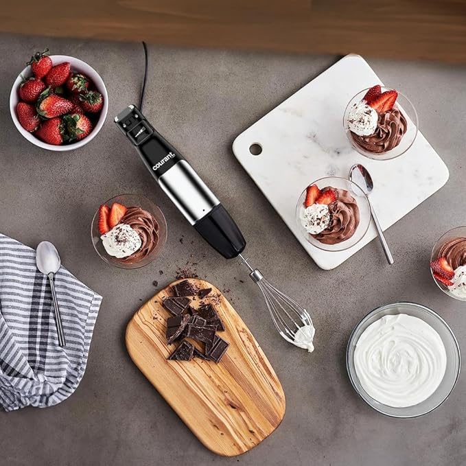 Courant Immersion Handheld Blender,4 in 1 400W Stick Blender, Variable Speed Stainless Steel Blades, Blending shaft Whisk,Chopper,Masher, Beaker Stainless Steel, LED Display-CubbioJoy