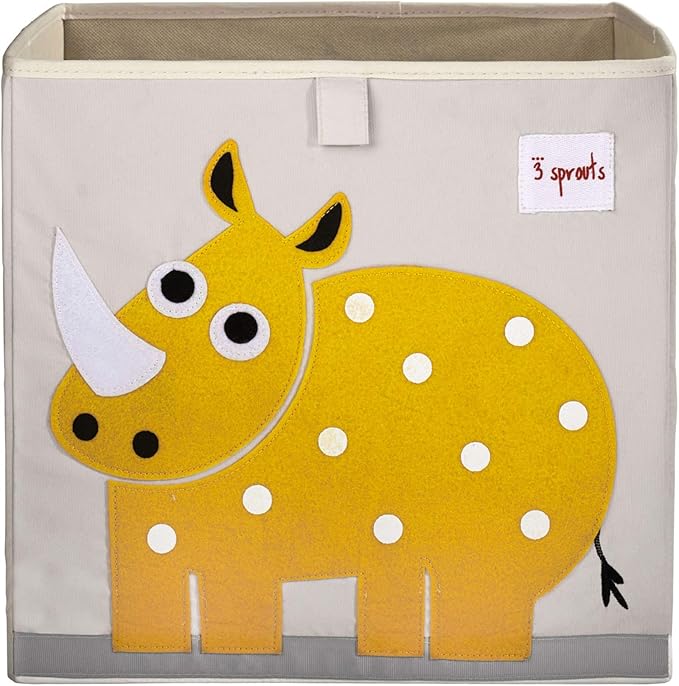 3 Sprouts Toy Storage Organizer: Toy Box Cube Organizer for Playroom, Nursery - Foldable Storage Bin - Rhino-CubbioJoy