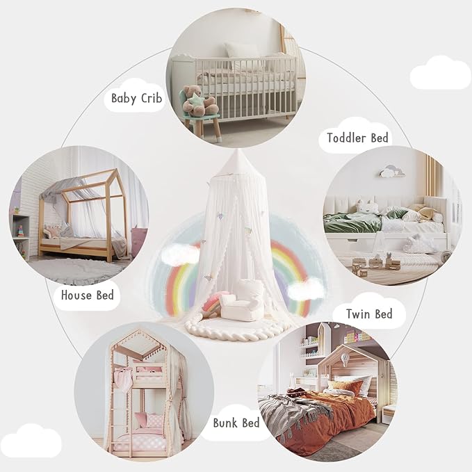 Kids Bed Canopy with Lace Hanging Canopy Net for Baby Crib Nook Castle Game Tent Nursery Play Room Decor (Butterfly)-CubbioJoy