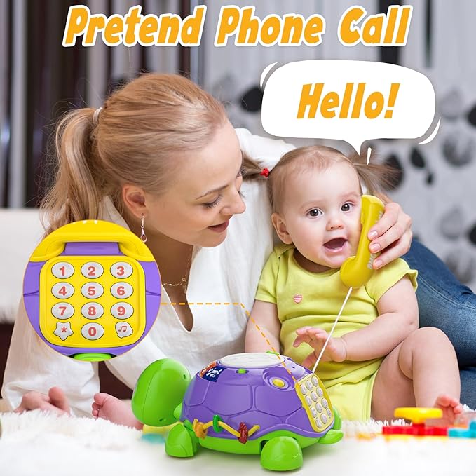 Baby Toys 6-12 Months, Musical Turtle Crawling Tummy Time Development Light up Infant Toys 12-18 Months, Bilingual Educational Boy Girl Gifts Toy for 3-6 4 5 7 8 9-12 Month-CubbioJoy