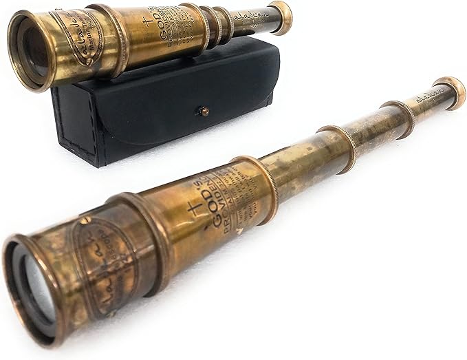 ALADEAN Vintage Spyglass Telescope Engraved PSALM 32:8 - Find Best Pathway - Inspirational Gifts Meaningful Gift Gadget Functional 16" Brass Spyglass with Brilliant Magnification in Gift Box-CubbioJoy