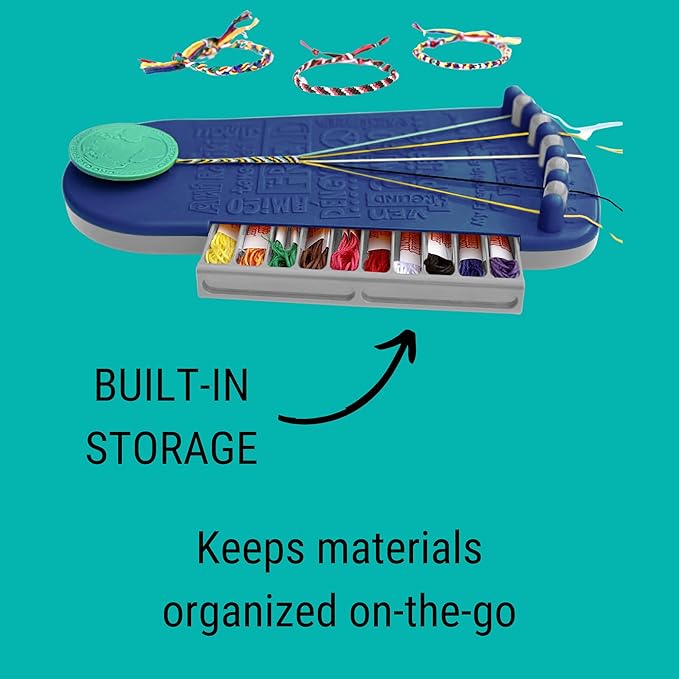 Choose Friendship Bracelet Making Kit – 20 Pre-Cut Threads, Portable Loom with Storage, Makes 8 Bracelets, Craft Gift for Kids Ages 8+, Dark Blue “Blueberry”-CubbioJoy