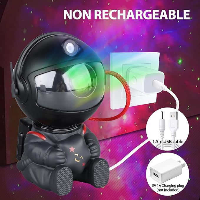 Astronaut Star Projector, Star Projector Galaxy Light for Kids，8 Modes Remote and 270° Adjustable Led Lights for Bedroom, Girls Room Decoration, Home Theater, Ceiling, Timer(Original Black)-CubbioJoy