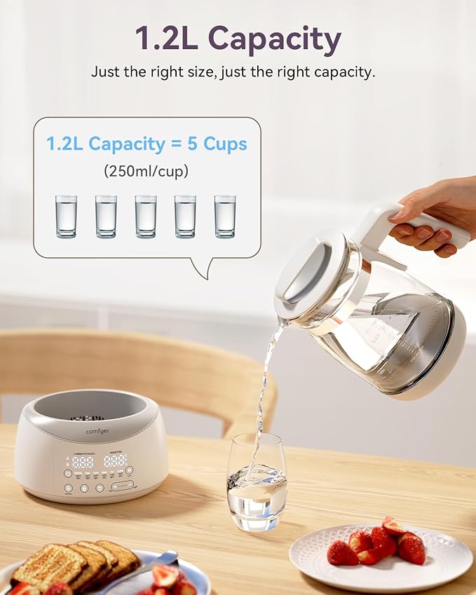 Bottle Warmer comfyer, Baby Bottle Warmer with Night Light & Faster Cooling Fan, Instantly Water Warmer, Tea Kettle Electric with 6 Temperature Control Presets, Feed Baby More Easier and Healthier-CubbioJoy