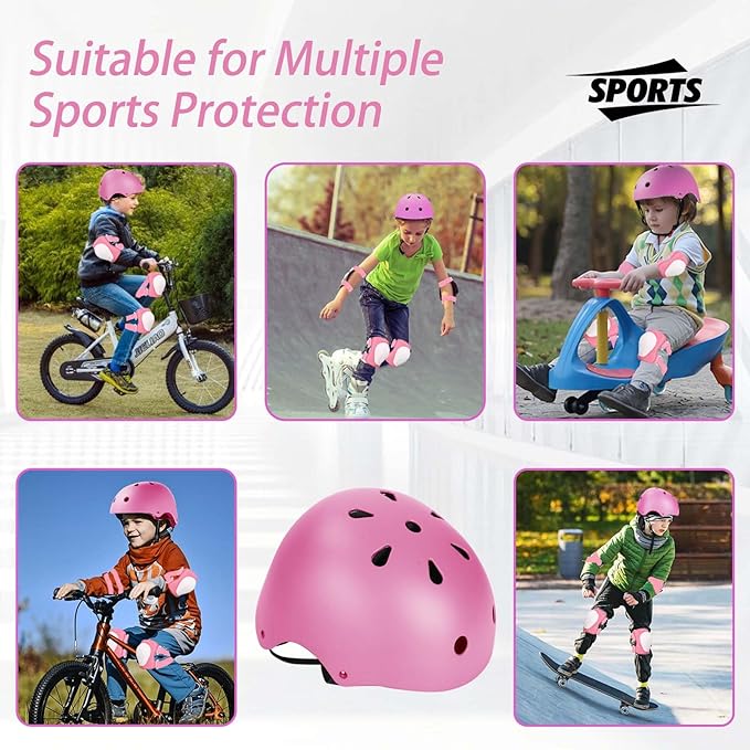 Kids Bike Helmet Set Adjustable Helmet for Ages 3-15 Kids Toddler Boys Girls Youth, Multi-Sport Bicycle Skateboarding Football Rollerskating Scooter Rollerblade Balance Bike Helmets-CubbioJoy