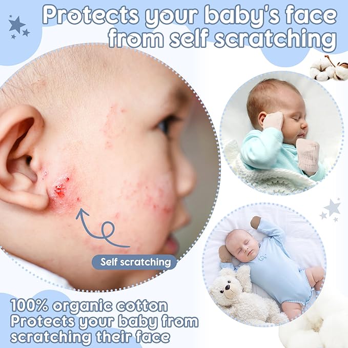 8 Pairs Newborn Baby Muslin Mittens 0-6 Months No Scratch Elastic Wrist Soft Breathable Gloves Bulk Cotton for Infant-CubbioJoy