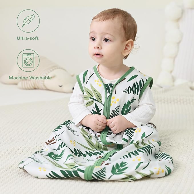 JELLYMONI Baby Sleep Sack 6-12 Months 100% Cotton Wearable Blanket, 0.5 TOG Soft Lightweight Toddler Sleeping Sack 3 Pack 2-Way Zipper Newborn Sleep Sacks-CubbioJoy