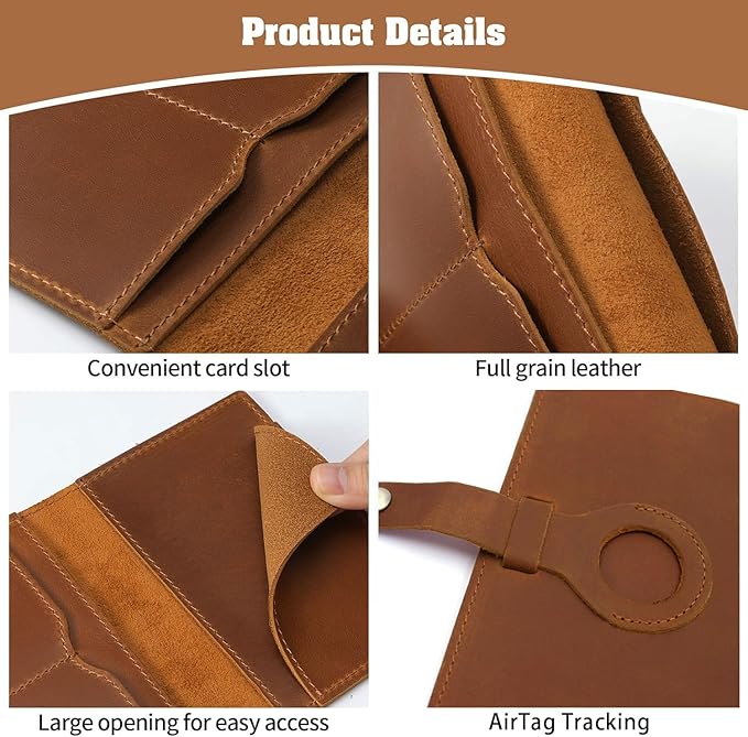 Jack&Chris Genuine Leather Passport Holder For Travel, RFID Blocking Handmade Passport Holder with Card Case Organized & Safe, Quality Travel Essentials for Women and Men for Gifting, Brown-CubbioJoy