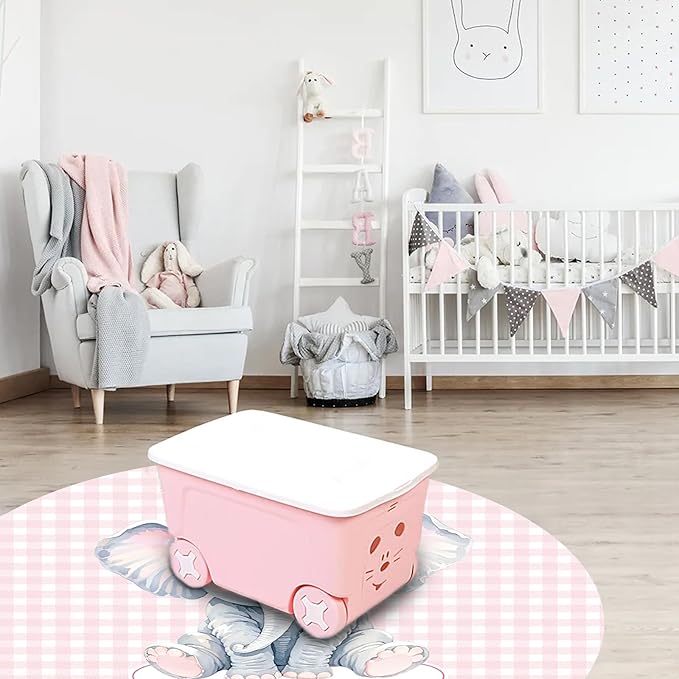 Custom Nursery Crib Bedding Set: Personalized Name 4 Piece Pink Checkered Elephant Pattern Baby Crib Sets for Girls - Toddler Double Layer Blanket Set, Comfortable Crib Bed Sheets for Baby Toddlers-CubbioJoy