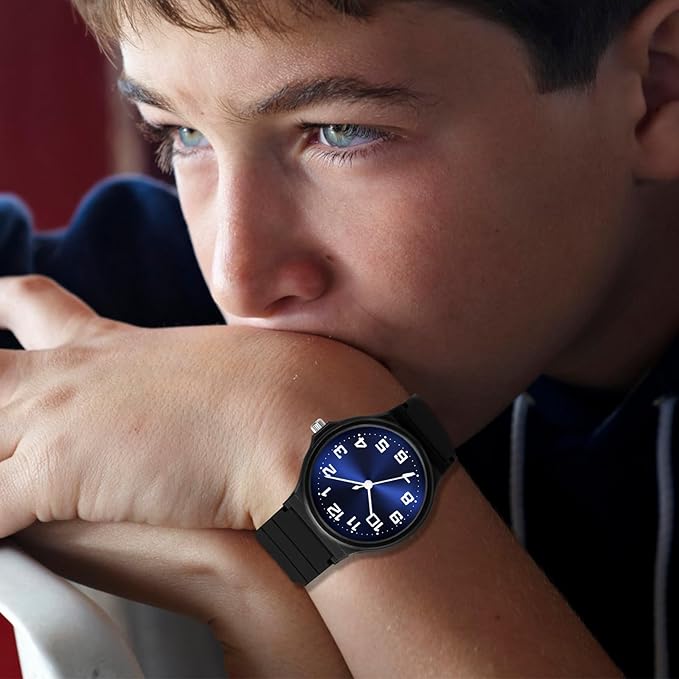Kids Analog Watch Boys Girls, 30M Waterproof, Sports Watch for Boys, Easy to Read Children's Thin Dial Wrist Watches with Soft Band, for Ages 5-15 Kids Great Birthday Gifts Christmas Day-CubbioJoy