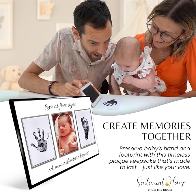 Inkless Hand and Footprint Kit, Baby Keepsake Plaque & Baby Shower Gifts - Ideal as Mom To Be Gift, Nursery Picture Frames, Clean Touch Hand and Footprint Kit (Style 2 - Design 2)-CubbioJoy