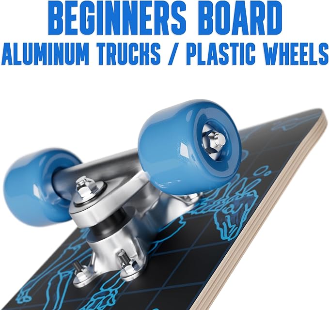 24 inch Rude Boyz Mini Cruiser Skateboard - Aluminium Trucks - Kids Skateboard Ages 5-8 Beginner - Skateboards for Kids-CubbioJoy