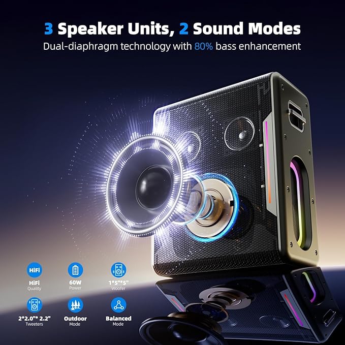 Karaoke Machine with 2 Wireless Microphones Portable Bluetooth Karaoke Machine for Adults Kids DSP Chip Karaoke Speaker with LED Lights Supports TWS TF Card USB AUX in-CubbioJoy