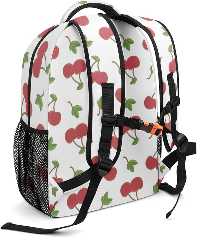 Cherry Pattern Custom Kids Backpack 16.5 Inch for Boy Girl, Personalized Waterproof Child School Travel Bag with Name-CubbioJoy