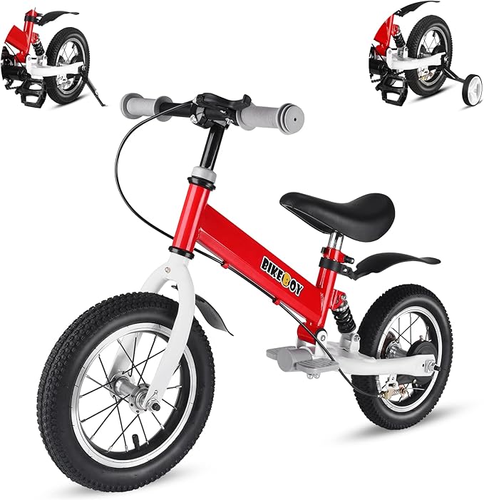 Balance Bike 2 in 1,The Dual Use of a Kids Balance Bike and Kids Bike,12 14 Inches for 2-6 Years Old,with Shock Absorbers, Fenders, Pedals, Auxiliary Wheels-CubbioJoy