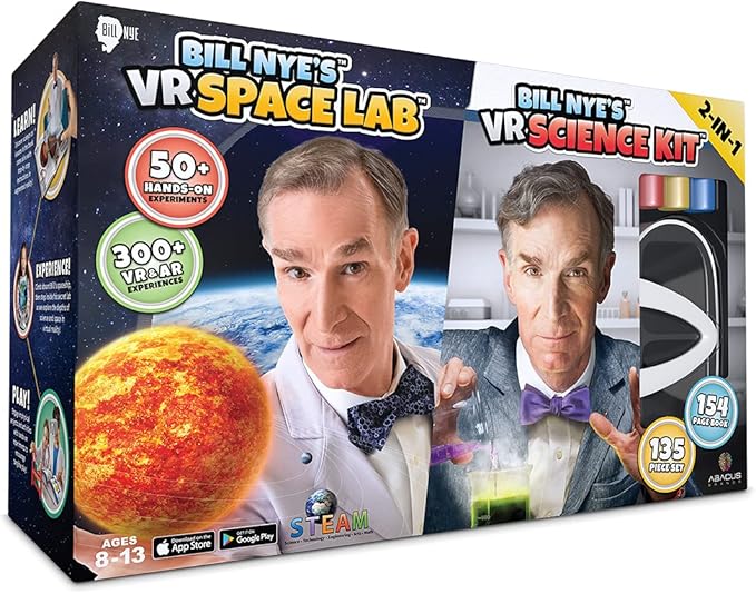 Bill Nye's VR Science Kit and VR Space Lab - Virtual Reality Kids Science Kit, Book and Interactive STEM Learning Activity Set (2 in 1 Combo Pack) - for Ages 8 and Up [Packing May Vary]-CubbioJoy