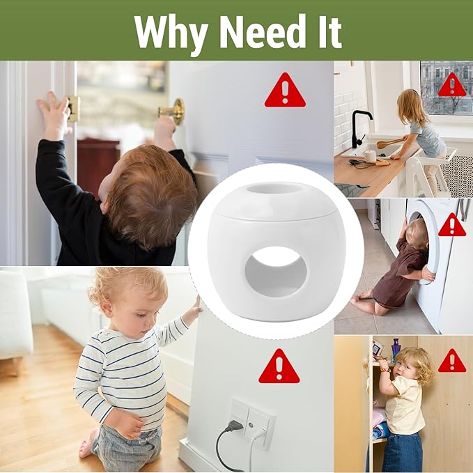 Child Safety Door Knob Covers Reusable Baby Proof Door Knob Locks Baby Proof Door Handle Protector for Kids Universal Fit Easy Grip Lockable Design No Tools Needed (10 Pcs)-CubbioJoy