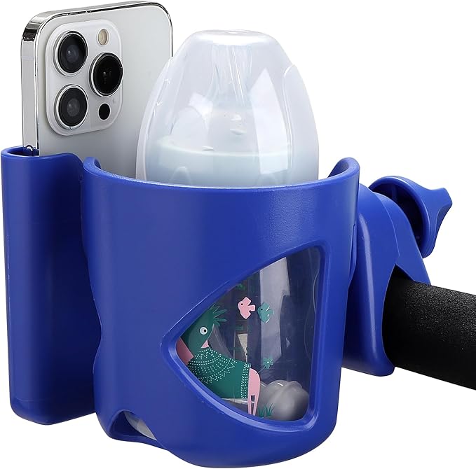 Accmor Universal Cup Holder, Stroller Cup Holder with Phone Holder, 360° Rotatable Large Caliber Designed Bottle Holder for Stroller, Bike, Wheelchair, Walker, Scooter-CubbioJoy