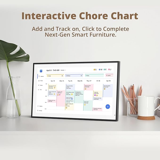 Dragon Touch 21.5" Digital Calendar Chore Chart – 1080P Full HD Interactive Touchscreen, Smart Family Planner, Hearth Display Digital Calendar Wall & Desk Mountable for Seamless Scheduling Black-CubbioJoy