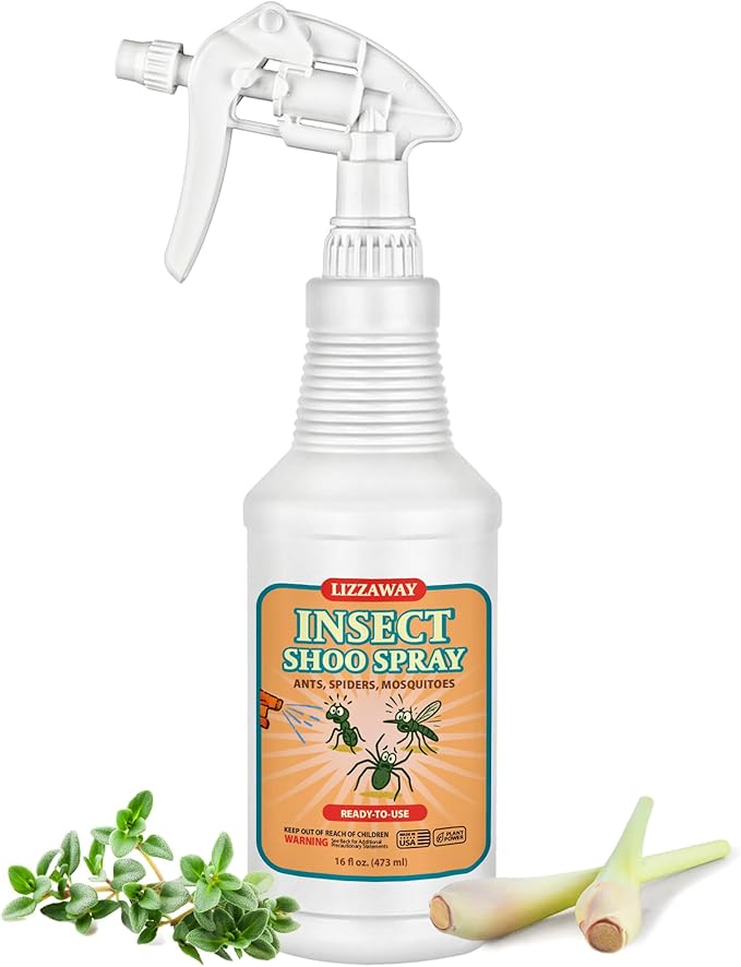 Insect Shoo Spray - Insect Repellent Spray - Pet and Kid Safe Ant, Mosquito, and Spider Repellent for Indoor/Outdoor Use - Lemongrass, Thyme, Geraniol Powered Bug Control for Home-CubbioJoy