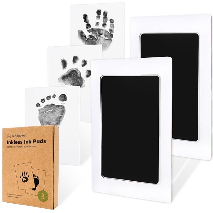 2-Pack Inkless Baby Hand and Footprint Kit - Mess Free Ink Pad for Newborn Keepsake, Dog Nose & Paw Print Kit, Clean Touch Ink Pad for Baby Hand & Footprints, Ideal New Mom Gifts (Jet Black)-CubbioJoy